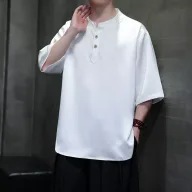 Mens Loose Fit Satin Short Sleeve T Shirt Solid Color Summer Wear Available in Multiple Sizes and Colors
