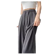 High Waisted Tie Dye Ice Silk Pants Lightweight Casual Straight Leg Trendy Design Summer Wear for Petite Women