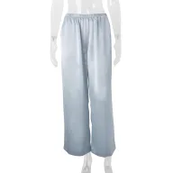 High Waist Satin Straight Leg Pants for Women Casual Street Style Available in Blue and Pink Wholesale Supply