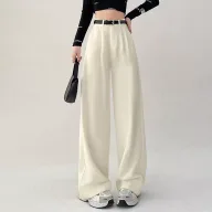 High Waisted Wide Leg Trousers Loose Fit Elegant Draping Versatile Style Perfect for Casual or Formal Occasions