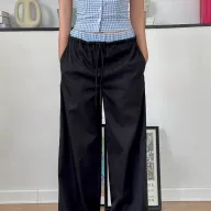 Womens Vintage Plaid Halter Top and Loose Pants Set Casual Summer Outfit Available in Blue and B
