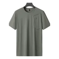 Mens Short Sleeve Quick Dry Breathable Solid T Shirt in Nylon Available in Gray Black Blue Green Sizes L to 5XL