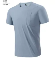 Mens Short Sleeve Quick Dry Breathable Solid T Shirt in Nylon Available in Gray Black Blue Green Sizes L to 5XL