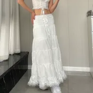 Fashion Womens Set Square Neck Lace Tie Ruffled Hem Skirt Winter Collection Wholesale Available