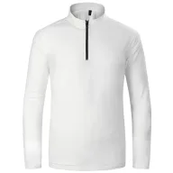 Mens Casual Long Sleeve Solid T Shirt High Quality Half Zipper Loose Fit Breathable Polyester Available in Multiple Colors