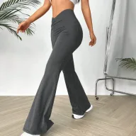 High Waisted V Neck Slim Fit Stretch Flare Pants Womens Casual Trousers Perfect for Everyday Wear Ready to Ship