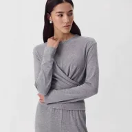 Womens Casual Two Piece Set Soft Modal Fabric Drawstring Waist Top and Jogger Pants Available in Red and Gray