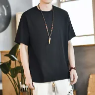 Mens Loose Fit Short Sleeve T Shirt Lightweight Breathable Fabric Summer Casual Wear