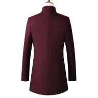 Mens Overcoat Mid Length Single Breasted Design Stand Collar Wool Blend Available in Multiple Colors and Sizes