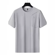 Mens Short Sleeve Quick Dry Breathable Solid T Shirt in Nylon Available in Gray Black Blue Green Sizes L to 5XL