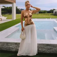 Summer Womens Bodycon Dress Sexy Sheer Strapless High Slit Fitted Design Perfect for Parties and Night Out