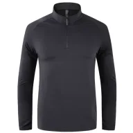 Mens Casual Long Sleeve Solid T Shirt High Quality Half Zipper Loose Fit Breathable Polyester Available in Multiple Colors