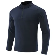 Mens Casual Long Sleeve Solid T Shirt High Quality Half Zipper Loose Fit Breathable Polyester Available in Multiple Colors