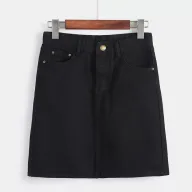 Plus Size Womens High Waist Black Denim Bodycon Skirt Stylish A Line Design Casual Wear