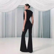 Sleeveless Blouse and High Waist Flare Pants Set Casual Fashion Solid Color