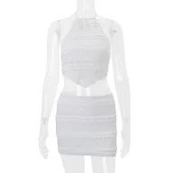 Womens Summer Crop Top and Bodycon Skirt Set Irregular Hem Design Casual Chic Style Available in White and Black Wholesale