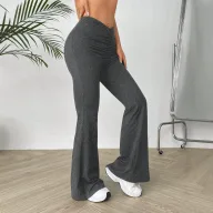 High Waisted V Neck Slim Fit Stretch Flare Pants Womens Casual Trousers Perfect for Everyday Wear Ready to Ship