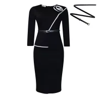 Pencil Dress for Women Solid Color Bodycon Fit Long Sleeve Available in Dark Blue Black Rose Red Green Wholesale