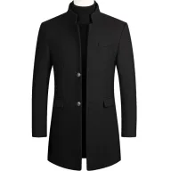 Mens Wool Blend Overcoat Mid Length Warm Jacket Casual Winter Outerwear Available in Multiple Colors and Sizes