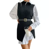 Sleeveless Long Knit Sweater for Women Solid Color Casual Style Autumn Collection