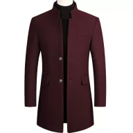 Mens Wool Blend Overcoat Mid Length Warm Jacket Casual Winter Outerwear Available in Multiple Colors and Sizes