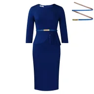 Elegant Bodycon Dress for Women Slim Fit Round Neck Available in Peacock Blue Black and White Wholesale with Low MOQ