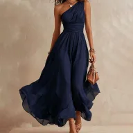 Elegant High Waist Sleeveless Long Dress in Solid Polyester for Parties and Events Available in Multiple Colors and Sizes