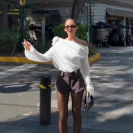 Womens Long Sleeve T Shirt Sheer Mesh Floral Decoration Asymmetrical Shoulder Trendy Street Style Wholesale
