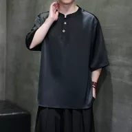 Mens Loose Fit Satin Short Sleeve T Shirt Solid Color Summer Wear Available in Multiple Sizes and Colors