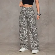 Camouflage Womens Straight Leg Jeans Casual Style Available in Black and White Wholesale Low MOQ factory direct