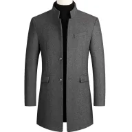 Mens Wool Blend Overcoat Mid Length Warm Jacket Casual Winter Outerwear Available in Multiple Colors and Sizes