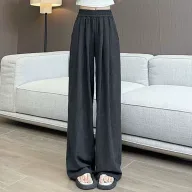 Summer Loose Fit Wide Leg Trousers Lightweight Acetate Fabric High Waisted Casual Style Perfect for Everyday Wear