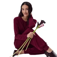 Womens Casual Two Piece Set Soft Modal Fabric Drawstring Waist Top and Jogger Pants Available in Red and Gray