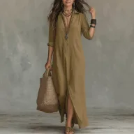 Summer Long Dress for Women Elegant Solid Color Stylish Design Comfortable Fit Perfect for Casual or Formal Occasions