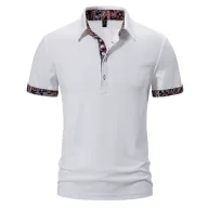 Mens Casual Solid Short Sleeve Polo Shirt in Polyester available in White Black Navy Blue Sizes S to 2XL
