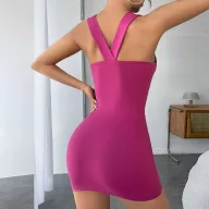Bodycon Midi Dress for Women Sexy Slim Fit Spaghetti Strap Rose Red Events