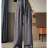 High Waisted Tie Dye Ice Silk Pants Lightweight Casual Straight Leg Trendy Design Summer Wear for Petite Women