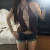 Womens Casual Two Piece Set Sexy Hollow Deep V Neck Halter Top Spring Fashion Available in Brown S M L