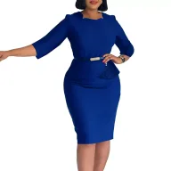 Elegant Bodycon Dress for Women Slim Fit Round Neck Available in Peacock Blue Black and White Wholesale with Low MOQ