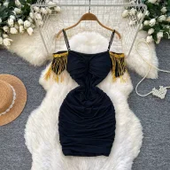 Wholesale Casual Dresses Green Black Pink Apricot Multiple Sizes OEM ODM Supplier