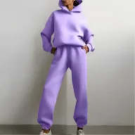 Hooded Sweatshirt and Pants Set for Women Solid Color Casual Outfit Spring Fashion