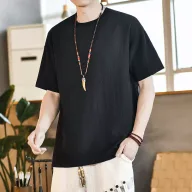 Mens Loose Fit Short Sleeve T Shirt Lightweight Breathable Fabric Summer Casual Wear