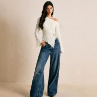 Asymmetrical Hem Long Sleeve T Shirt French Texture Slim Fit Flared Sleeve Casual Wear for Women Wholesale Available