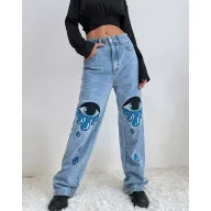 High Waist Straight Leg Jeans for Women Light Blue Denim Casual Fashion OEM ODM service