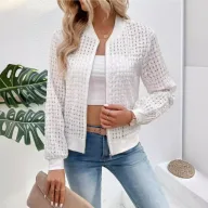 Womens Long Sleeve Zip Front Cardigan Jacket with Floral Print Casual Outerwear for Fall Wholesa