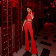 Womens Two Piece Set Solid Color Slim Fit Crop Top and High Waist Pants Casual Fashion for Spring and Summer Wholesale