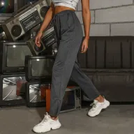 Womens High Waisted Casual Pants Solid Gray Straight Leg Comfortable Fabric Summer Wear