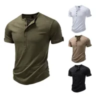 Mens Loose Fit Casual Short Sleeve T Shirt Solid Color Bamboo Fabric Summer Wear