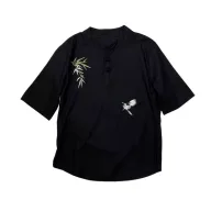 Mens Loose Fit Short Sleeve T Shirt Embroidered Linen Fabric Summer Casual Wear Available in Multiple Sizes and Colors
