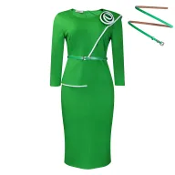 Pencil Dress for Women Solid Color Bodycon Fit Long Sleeve Available in Dark Blue Black Rose Red Green Wholesale